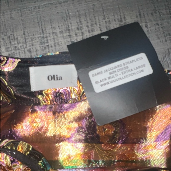 Olia Ganni Jacquard Strapless Midi Dress - Size XLarge. NWT - Picture 3 of 3